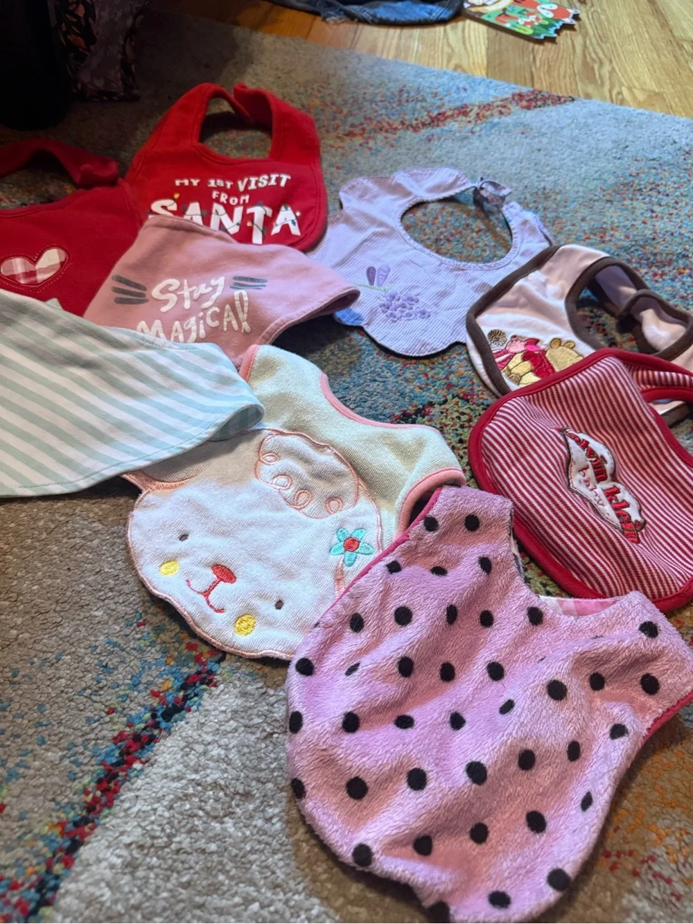 Large Lot of Baby Girl Bibs / Calvin Klein Pink Camouflage / Winnie the Pooh etc
